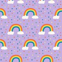 Colorful Rainbow With cloud and stars seamless vector illustration pattern. Design for use background wrapping paper textile all over fabric and others