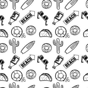 Various kind of line vector element seamless pattern illustration design isolated on white background.