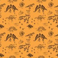 Dinosaur Seamless vector Pattern for background, textile,Fabric, Wrapping paper and others Isolated on orange Background.
