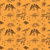 Dinosaur Seamless vector Pattern for background, textile,Fabric, Wrapping paper and others Isolated on orange Background.