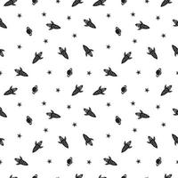 Rocket Spacecraft with stars Seamless vector Pattern. Design for use background, textile,Fabric, Wrapping paper and others Isolated on White Background.