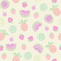 rebanar varios tipos de frutas patrón vectorial sin costuras. diseño para usar como telón de fondo en todo el papel de envoltura de impresión de tela textil y otros. vector