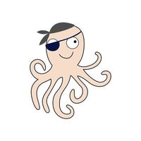 Cartoon octopus vector illustration isolated on white background