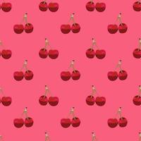 Cherry fruits seamless vector pattern background. Design for use backdrop all over textile fabric print wrapping paper and others.