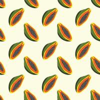 Rebanada de frutas de papaya de fondo de patrón vectorial sin costuras. diseño para usar como telón de fondo en todo el papel de envoltura de impresión de tela textil y otros. vector