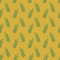 Green leaf seamless vector pattern isolated on yellow backdrop.Design for use backdrop all over textile fabric print wrapping paper and others.