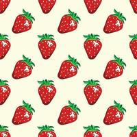 Strawberry fruits Seamless vector Pattern. Design for use background, textile,Fabric, Wrapping paper and others Isolated on off white Background.