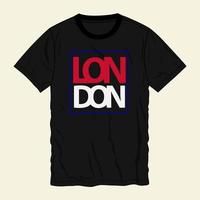 London typography text t shirt chest print vector design ready to print isolated on black template views.