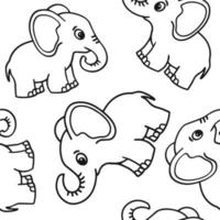 lindo elefante de dibujos animados patrón de ilustración vectorial sin costuras aislado en el diseño de fondo blanco para uso textil en todo el papel de envoltura de impresión de tela y otros. vector