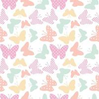 Multi color Butterfly seamless vector pattern isolated on white background. Design for use covers, fabric, textile, background and others.Vector art illustration.