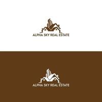 logotipo de alfa sky real state, logotipo de bienes raíces vector