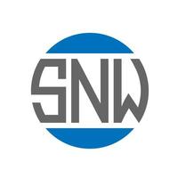 diseño de logotipo de letra snw sobre fondo blanco. concepto de logotipo de círculo de iniciales creativas snw. diseño de letras snw. vector