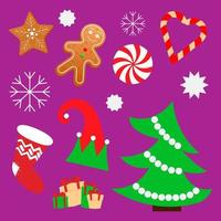 set of christmas elements vector