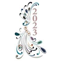 silhouette image, colorful pattern with numbers 2023 vector