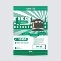 Hajj Umrah flyer in green A4 layout vector