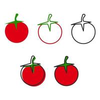 ilustración vectorial icono de color de tomate en el estilo plano. vector