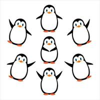 ilustración vectorial pingüinos divertidos. una colección en un estilo plano vector