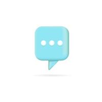 Blue square 3d speech bubble with three white dots vector