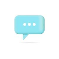 Blue 3d speech bubble with three white dots vector