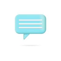 Blue 3d speech bubble with three white lines vector