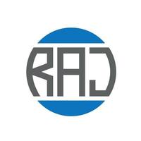 diseño de logotipo de letra raj sobre fondo blanco. concepto de logotipo de círculo de iniciales creativas de raj. diseño de letras raj. vector
