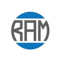 diseño de logotipo de letra ram sobre fondo blanco. concepto de logotipo de círculo de iniciales creativas de ram. diseño de letras carnero. vector