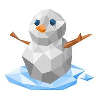cute snowman vector in low poly technique. polygon. concept of winter, christmas. for template, print, sticker, etc. vector illustration.