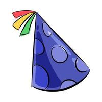 icono de sombrero de fiesta. tema de año nuevo. tema de celebración, cumpleaños. para plantilla, pegatina, patrón, impresión. tarjeta de felicitación. vector dibujado a mano.