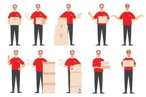 Delivery Man in uniform, man delivery courier vector