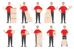 Delivery Man in uniform, man delivery courier vector
