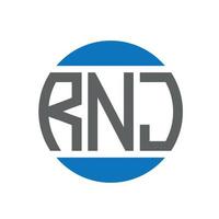 diseño de logotipo de letra rnj sobre fondo blanco. concepto de logotipo de círculo de iniciales creativas rnj. diseño de letras rnj. vector