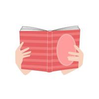Reading lovers. Books stickers. Hands holding books. Decorative vector design elements. The concept of Read books.