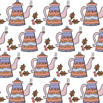 Pattern with festive openwork kettle