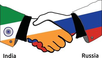 Apretón de manos de India con el mejor uso de Rusia para negocios o cualquier proyecto. vector