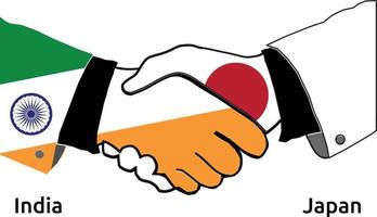Apretón de manos de India con el mejor uso de Japón para negocios o cualquier proyecto. vector
