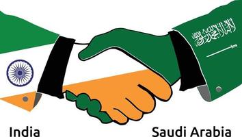 India Handshake with Saudi Arabia Best usage for Business, or any projects vector