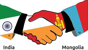 India Handshake with Mongolia Best usage for Business, or any projects vector