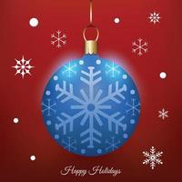 Blue christmas ball with snowflakes vector