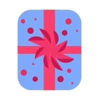 Gift box with ribbon and bow. Blue and red color. vector