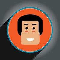 Cartoon  avatar head design flat style in circle.Profile icon pro vector. vector