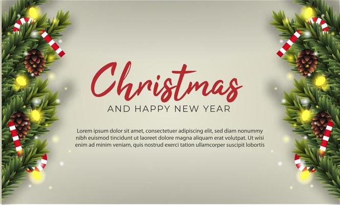 Christmas and New Year background. pine fir. chandelier. Winter holiday . Greeting card, banner, poster