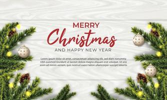 Christmas and New Year background. pine fir. chandelier. Winter holiday . Greeting card, banner, poster vector
