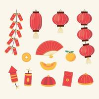 PrintChinese new year festival element flat style vector