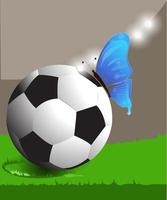 illustration and vector of a ball perched on a blue butterfly