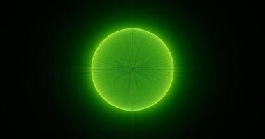 Abstract unusual beautiful bright glowing explosion of a star of a green ball of a sphere of small particles with rays in space background photo