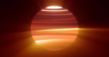 Orange fiery luminous planet star in space glows with bright rays of the sun magical energy lines, shiny circle ball sphere. Abstract background photo