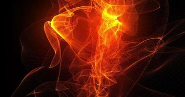 Abstract background with orange fiery burning beautiful smoke from waves and lines energy hi-tech magical laser neon with glow effect photo
