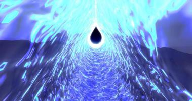 The tunnel is blue in the form of a drop of sparkling transparent shiny natural clean water. Abstract background photo