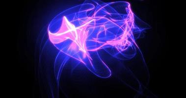 Abstract background with purple beautiful smoke from waves and lines energy hi-tech magic laser neon with glow effect photo