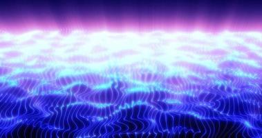 Blue energy waves from particle dots and lines stripes glowing futuristic beautiful and rays of sunrise shining. Abstract background photo